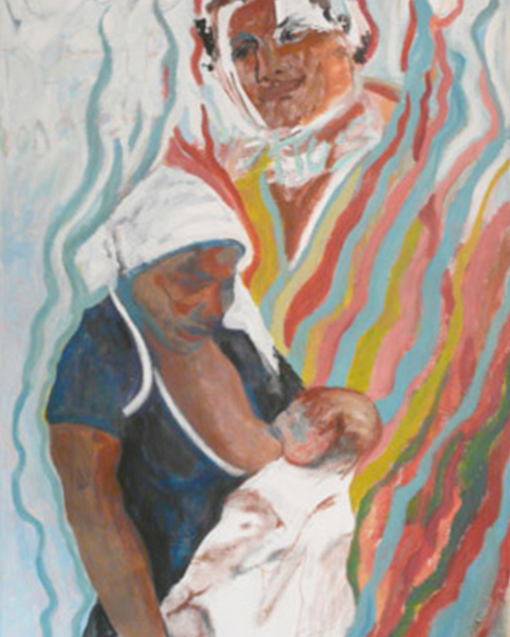 Painting of a woman nursing a baby